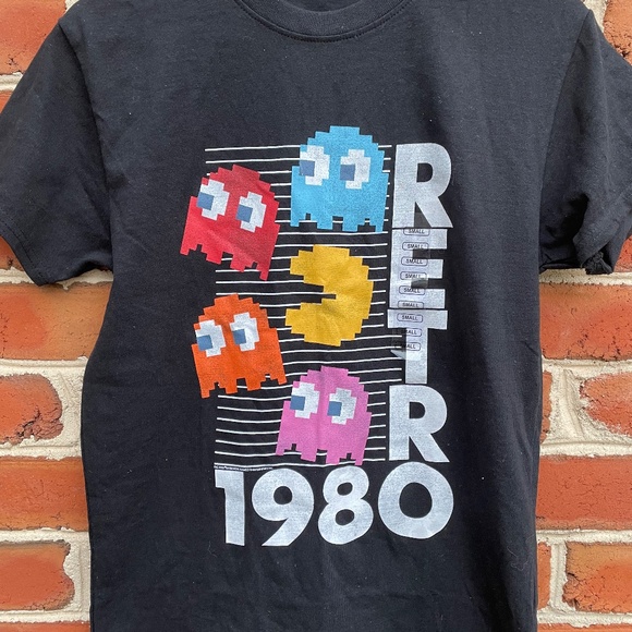 Pac Man Black Retro Vintage 1980 T-Shirt Video Game Inspired - Picture 2 of 5